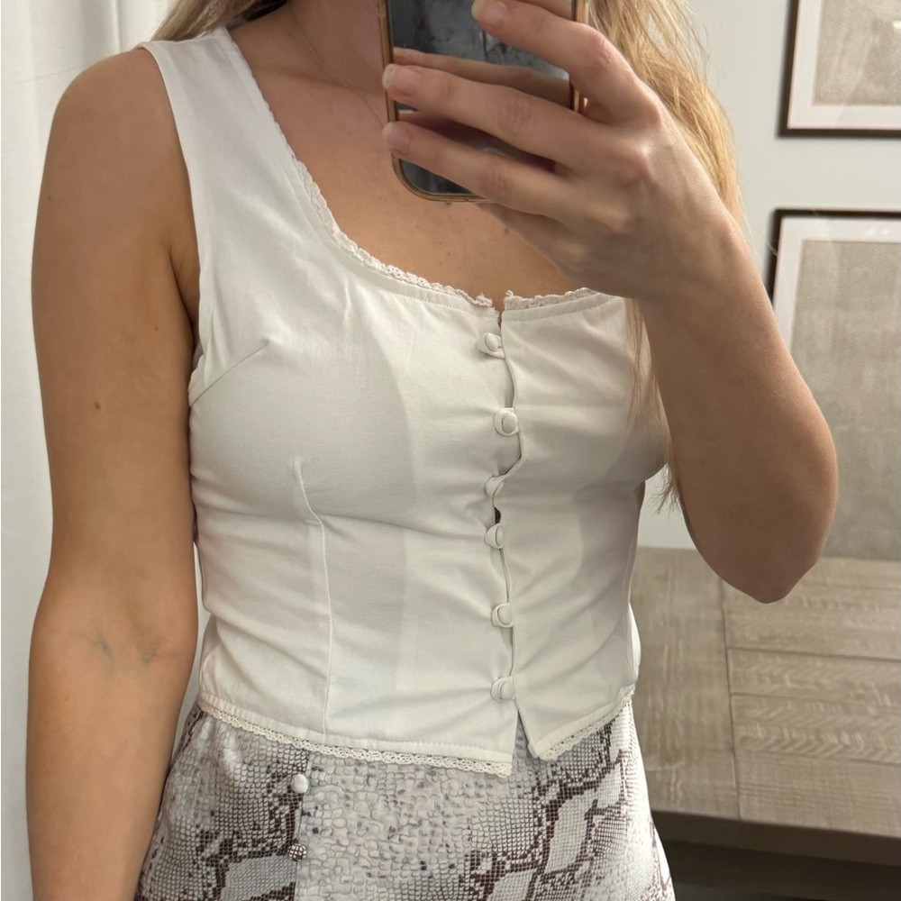 White Button-Up Tank Top - Picture 12 of 16